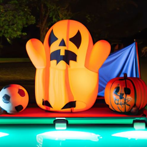 Pumpkin Ghost Halloween Inflatable with billiard tables LED Lights for Halloween Outdoor Decoration Ourwarm Airblown Projection