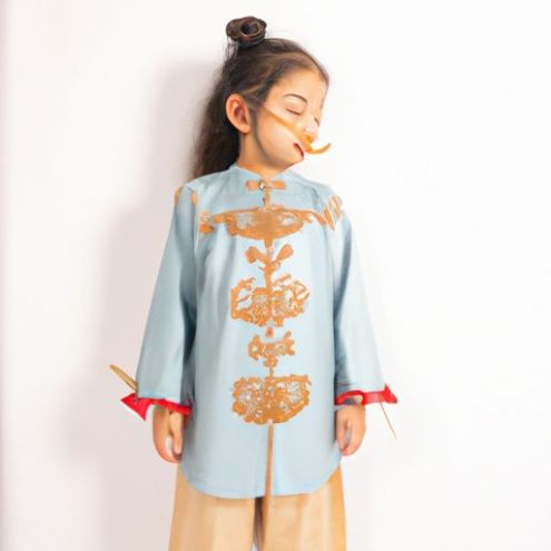 किड टैंग सूट आउटफिट बच्चों के लिए हनफू और छोटी लड़की के लिए लिनेन ड्रेस 2022 थोक चीनी पारंपरिक कपड़े ग्रीष्मकालीन