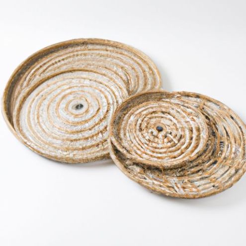 3 Round Serving Trays Decorations for soft ice Kitchen Made in Vietnam. Natural Rattan Wicker Set of