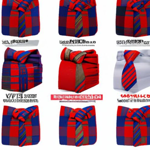 Custom Brands Name Krawatte aus Seidenwolle mit Schleife und Nationalflagge, gewebtes Jacquard-Logomuster, heiß verkauft, Rot, Blau