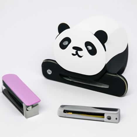 เครื่องเย็บกระดาษขนาดเล็ก + ชุดเย็บกระดาษ Office School Staple Free เครื่องเขียน กระดาษเข้าเล่ม Binder Book Cute Panda