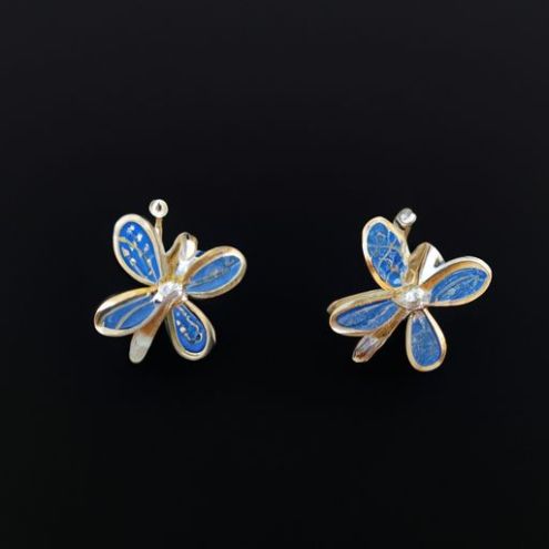 boucles d'oreilles broches ensemble de bijoux fins broche animal broche pleine zircon argent boucles d'oreilles broches pour femmes cadeau fleur bleu saphir