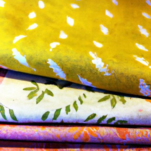 印花100％棉超柔软柔软有机面料印花印度设计木质印花面料服装面料黄色手工
