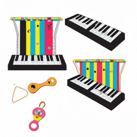 Giá tập thể hình đàn piano đồ chơi hoạt hình Thảm chơi cho bé Thảm chơi cho trẻ sơ sinh Đồ chơi có treo lục lạc Bộ hoạt động âm nhạc đa chức năng cho bé