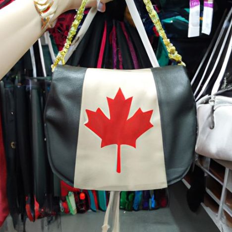 Bolsa de ombro com bandeira nacional PU borla meia lua bolsa Hobo para mulheres venda de fábrica no Canadá