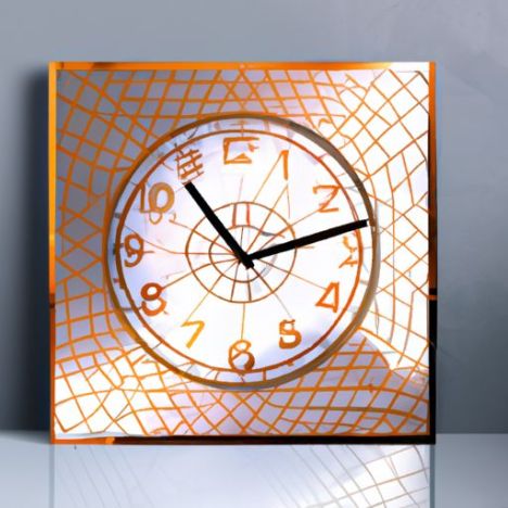 幾何学的な正方形のデジタルミラーモダンなホーム壁時計スタイリッシュなリビングルームのソファミュートホームウォールステッカー壁時計クリエイティブ3Dステレオアクリル
