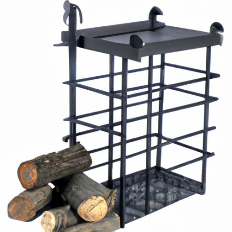 Rack extérieur de stockage de bois ensemble d'outils de cheminée support de bûches conception décorative sur pieds porte-bûches en métal fer robuste bûche de bois de chauffage