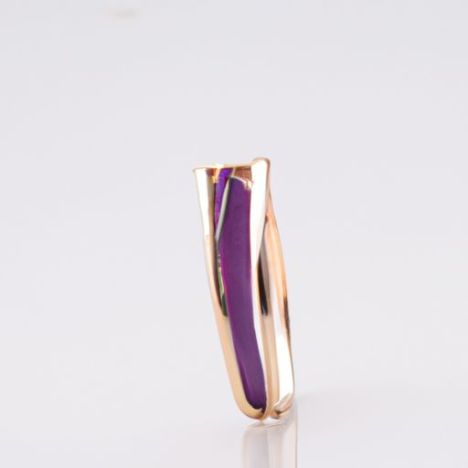 Anillos de dedo de plata con forma de lápiz de amatista natural chapados en oro, anillo llamativo de diseño para mujer, fabricante de joyas, lo último en plata de ley 2022