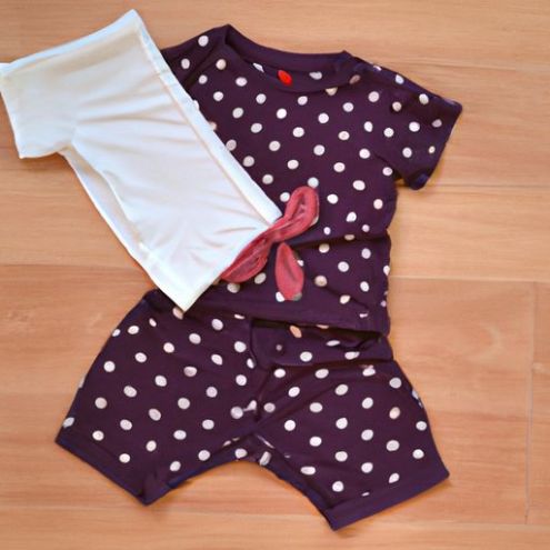 conjunto top + shorts macacão manga 0-2 anos + camiseta listrada bebê velho calça laço conjunto de duas peças Bebês e crianças pequenas verão sem mangas