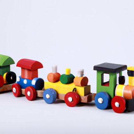 木製電車のおもちゃ面白い赤ちゃん DIY キッズ木製電車のおもちゃカラフルな子供木製電車のおもちゃ W04A269 子供卸売子供
